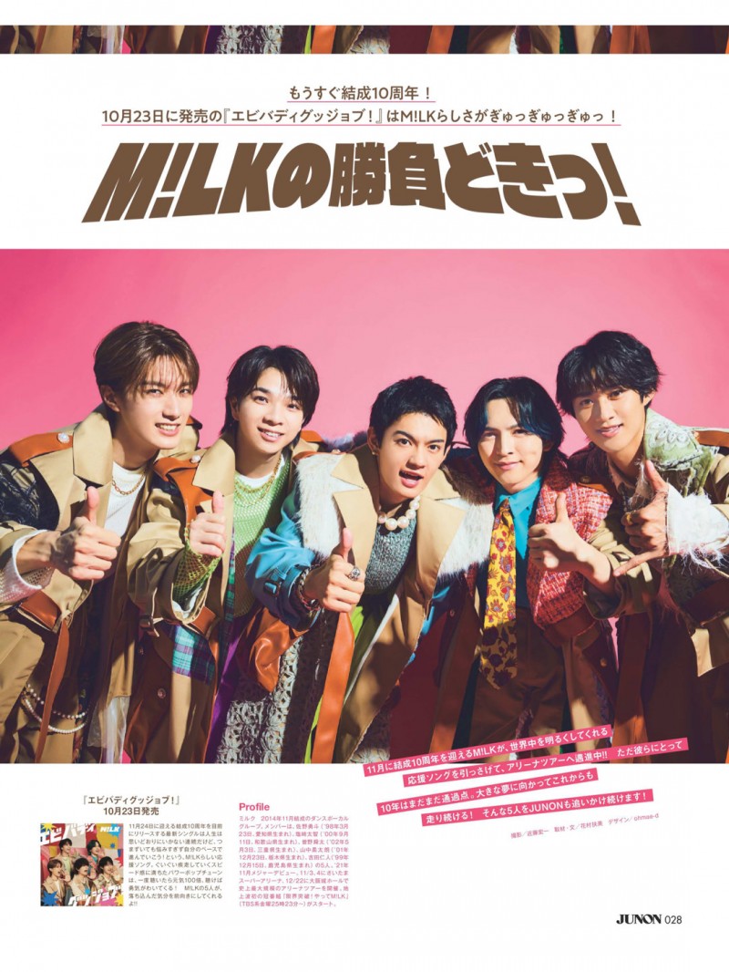 milk 佐野勇斗 JUNON(ジュノン) 2024年 12月号