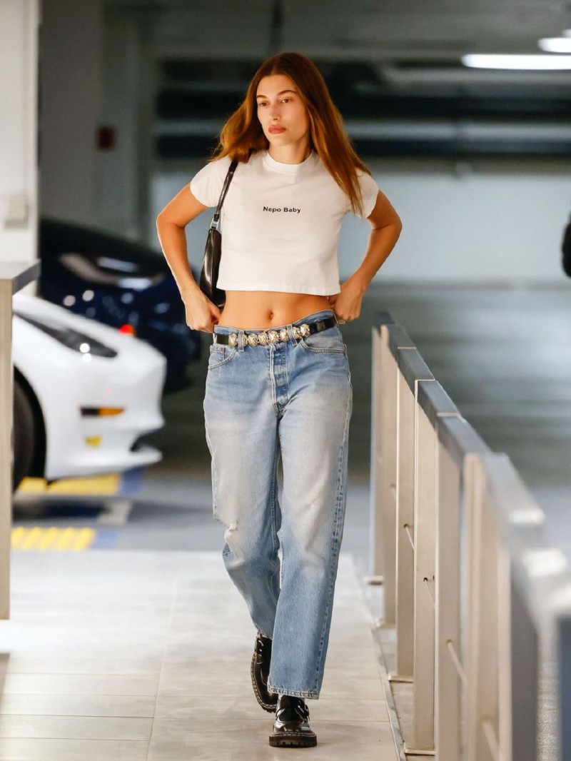 Hailey Bieber in Denim Out and About in Los Angeles